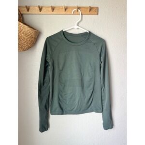 Old Navy Active Womens Seamless Long Sleeve Workout Top Sage Green Thumbholes
